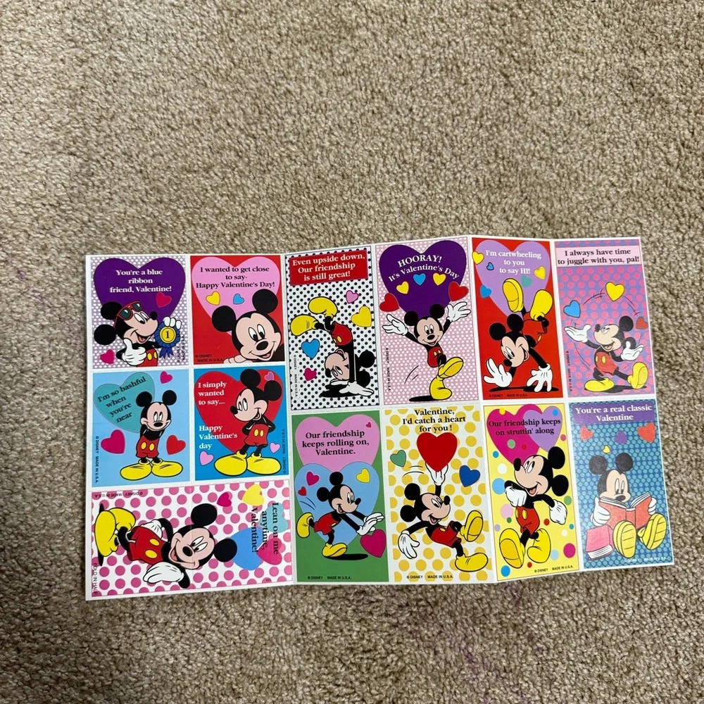 Vintage Mickey Mouse Valentines Cards Colorful with Envelopes Set of‎ 42